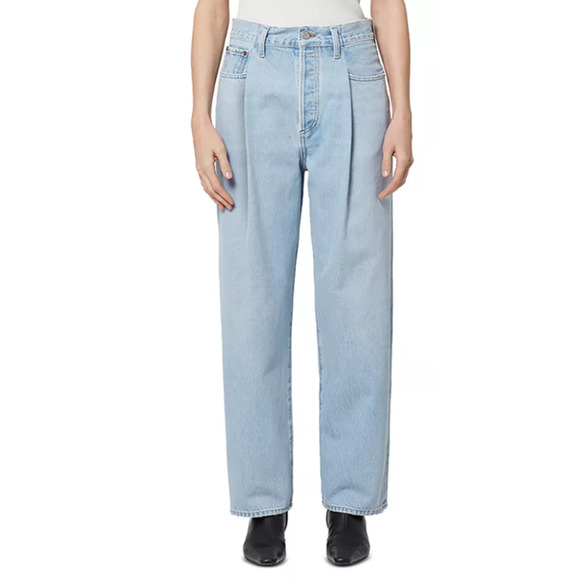 AGOLDE WOMENS 26 FOLDED WAISTBAND HIGH RISE ANKLE WIDE JEANS SIDELINE BLUE NEW - Picture 1 of 14